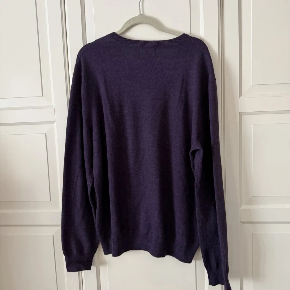 Banana Republic Sweater Men Large‎ Purple 100% Merino Wool Golf Preppy Classic